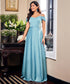 Chiffon Cold Shoulder Blue Maxi Dress