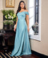 Chiffon Cold Shoulder Blue Maxi Dress