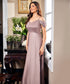 Chiffon Cold Shoulder Brown Maxi Dress