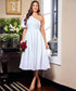 One Shoulder Puff Sleeve White Dress
