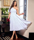 One Shoulder Puff Sleeve White Dress