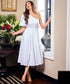One Shoulder Puff Sleeve White Dress