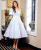 One Shoulder Puff Sleeve White Dress