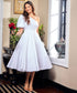 One Shoulder Puff Sleeve White Dress