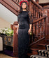 Black Half Sleeve Embelished Maxi Dress