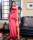 One Shoulder High Slitted Red Velvet Dress