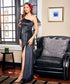 One Shoulder High Slitted Black Velvet Dress