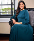 Long Sleeve Green Colour Chiffon Maxi