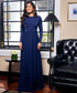 Side Bow Long Sleeve Maxi Blue Dress