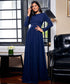 Side Bow Long Sleeve Maxi Blue Dress