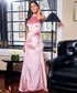 High Neck Sleeveless Pink Velvet Maxi Dress