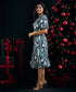 Puffed Sleeve Printed Chiffon Dress