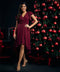 Vneck Frilled Maroon Chiffon Dress