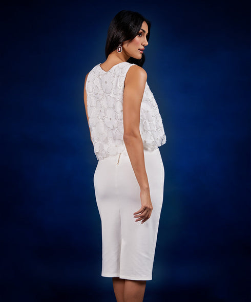 White Sequin Mesh Top