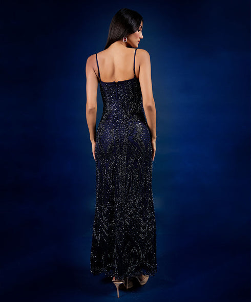 Blue Sequin Maxi Dress