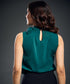 Neck Tie Chiffon Sleeveless Top-Green