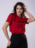 Short Sleeve Frilled Top-Red