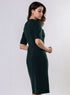Round Neck Shift Dress With Flaps-Dark Green