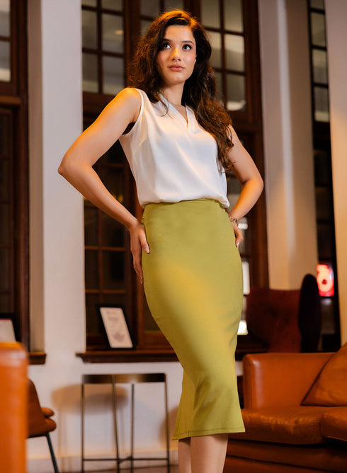 Body Con Ponte Skirt - Light Green