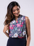 Vneck Front Buttoned Printed Top