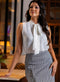 Sleeveless Neck Tie Satin Top