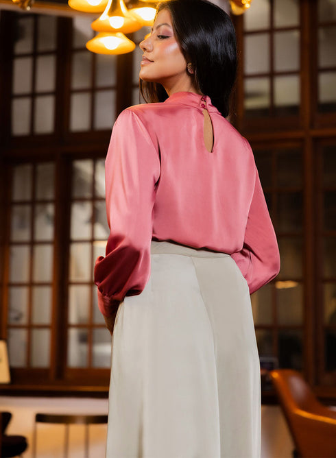 Satin A Line Side Tie Skirt