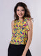 Sleeveless Printed Yellow Top With A Bow