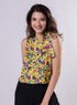Sleeveless Printed Yellow Top With A Bow
