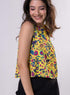 Sleeveless Printed Yellow Top With A Bow