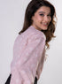 V Neck Mandarine Collar Top-Pink