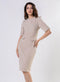 Round Neck Shift Dress With Flaps-Beige