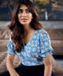 Vneck Chiffon Printed Half Sleeve Top