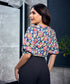 Half Sleeve Blue Printed Chiffon Top