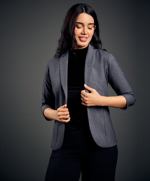 3/4 Sleeve Grey Office Blazer