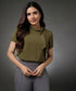 Neck Tie Short Sleeve Olive Top