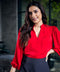 Vneck Front Buttoned Ballooned Sleeve Top