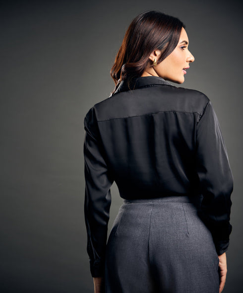 Work Wear Satin Black blouse