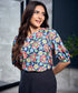 Half Sleeve Blue Printed Chiffon Top