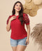 Lace Detailed Chiffon Maroon Top
