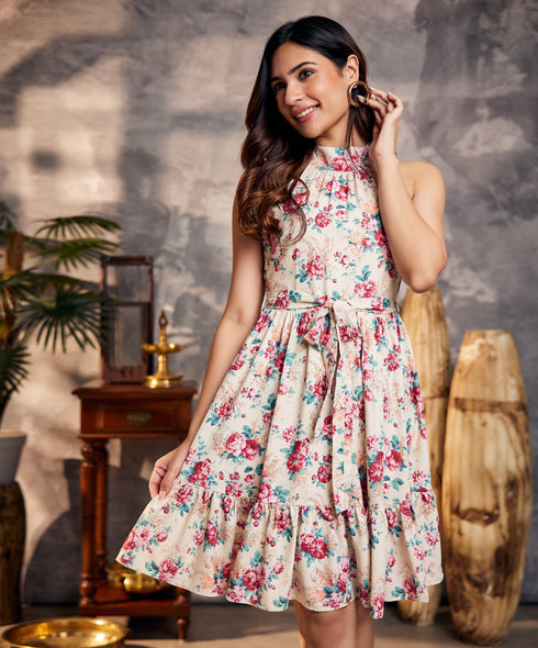 Mid Skirt Elegant Tied Ruffled Dress