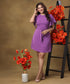Sleeve Flared Skater Mini Purple Dress