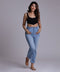 Blue High Rise Hem Fray Jean