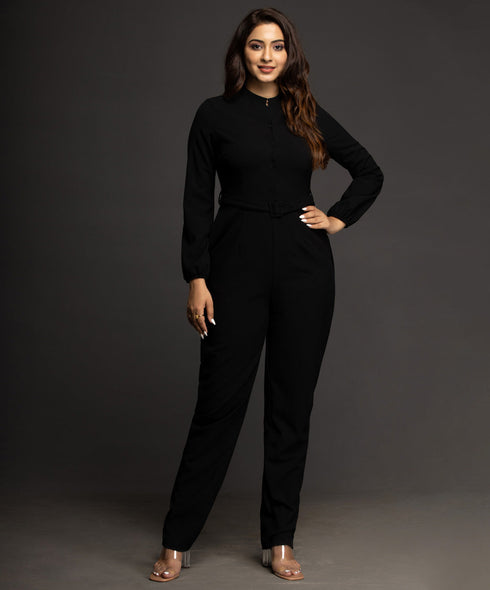 Black Long Sleeve Formal Jumpsuit