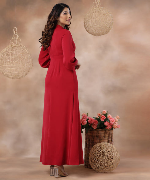 Long Sleeve High Neck Maxi Dress