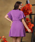 Sleeve Flared Skater Mini Purple Dress