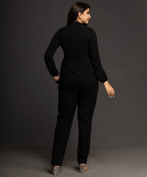 Black Long Sleeve Formal Jumpsuit