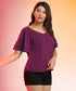 Vneck Sleeve Layered Purple Chiffon Top