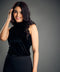 Sleeveless High Neck Black Velvet Top