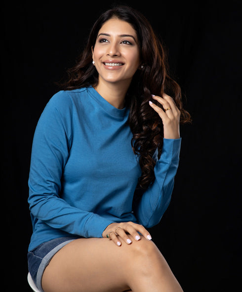 Blue Long Sleeve Basic Tshirt