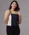Three Panel Sleeveless Navy Chiffon Top